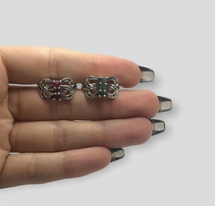 TAI 2 Anillo Mariposas con Piedras / Variedad de Colores Plata 925