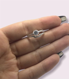 MO103 Anillo Doble Con Cubic Blanco Plata 925 - comprar online