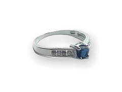 MO57 Anillo Solitario con Cubics y Piedra Azul Plata 925 en internet