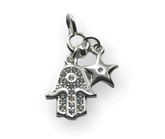 MO1 Dije Charm Mano de Fatima y Estrella Plata 925
