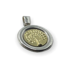 PAV 24 Dije Circular Arbol de la Vida Plata 925 y Oro