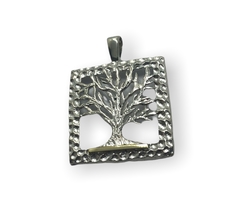 DV 464 Dije Arbol de la Vida Cuadrado Plata 925 y Oro - comprar online