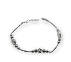 SNAKE 16 Pulsera Bolitas Cierre Regulable Plata 925