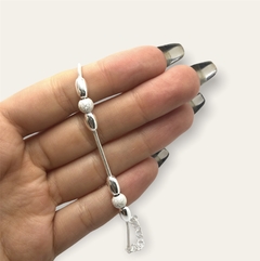 SNAKE 02 Pulsera Bolitas Cierre Regulable Plata 925