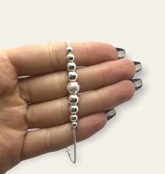 FANTASIA 62 Pulsera Bolitas Cierre Regulable Plata 925