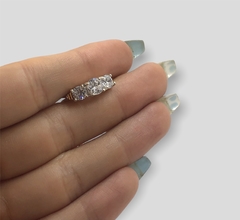 AG 408 Anillos Piedras Blancas Plata 925 y Oro - comprar online