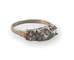 AG 408 Anillos Piedras Blancas Plata 925 y Oro - Stal Joyas