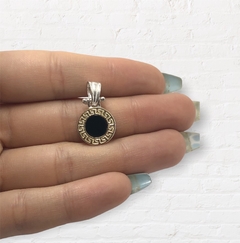 AG 31 ME-G Dije Piedra Negra Circular Plata 925 y Oro - comprar online