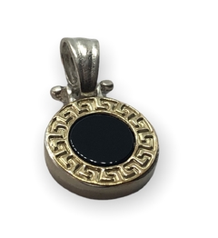 AG 31 ME-G Dije Piedra Negra Circular Plata 925 y Oro