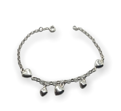 5.2 gr Pulsera Corazones Plata Italiana