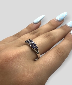 AG 379 Anillo Piedras Violetas Plata 925
