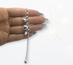 7.3 gr Pulsera con Dijes Corazon y Cascabel Plata Italiana en internet