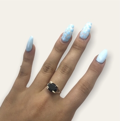 NAR-3 Anillo Piedra Solitaria - Variedad de colores Plata 925 y Oro - tienda online