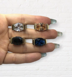 Imagen de AG 57 AM/BL/N/AZ Anillos piedra Solitaria-Variedad de colores Plata 925 y Oro