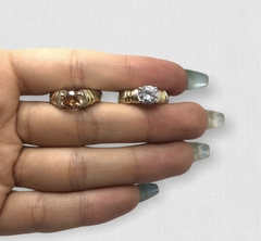 AG 309 BL/AM Anillo Piedra Solitaria/Variedad de color Plata y Oro