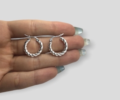 3553-2 Aros Argollas Trenzadas Acero Blanco (20mm) - comprar online