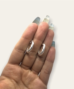 3553-1 Aros Argollas Trenzadas Acero Blanco (20mm) - comprar online