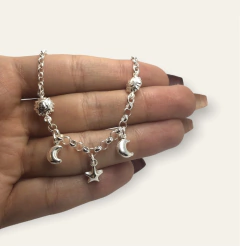 5.4 gr Pulsera con Dijes Sol, Luna y Estrellas Plata 925 - comprar online