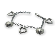 11.3 gr Pulsera Premium con Dijes Corazones Plata Italiana - comprar online