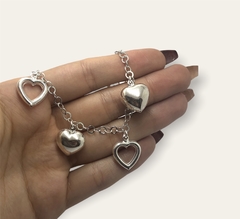 11.3 gr Pulsera Premium con Dijes Corazones Plata Italiana en internet