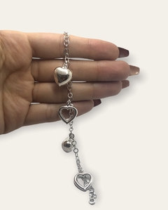 11.3 gr Pulsera Premium con Dijes Corazones Plata Italiana - Stal Joyas