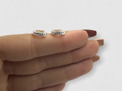 3555 Aros Cubano Cubics Blanco Acero Blanco (12 mm) - Stal Joyas