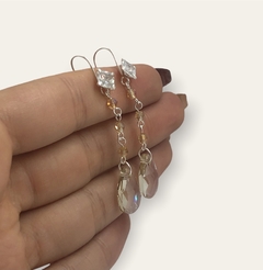 3.5 gr Aros Colgantes con Piedras Ambar Plata Italiana - Stal Joyas