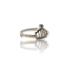 AV 725 Anillo Corona con Cubics Plata y Oro