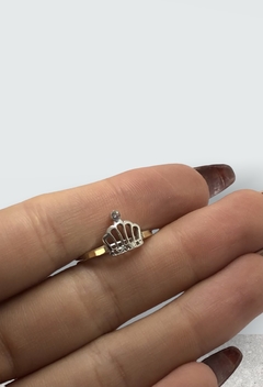 AV 725 Anillo Corona con Cubics Plata y Oro - comprar online