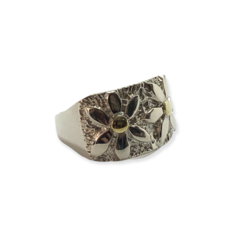 AV 612 Anillo Flores Plata y Oro