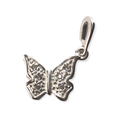 1.4 gr Dije Mariposa con Cubics Plata Italiana