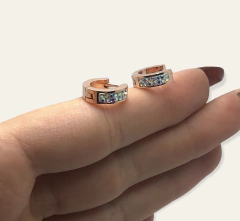 3558 Aros Cubanos con Cubics Rose Acero Quirurjico en internet