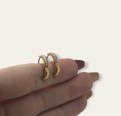 3560-3 Aros Cubanos con Cubics (11 mm) Acero Dorado - comprar online