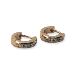 3560-4 Aros Cubanos con Cubics (11 mm) Acero Rose
