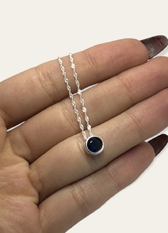 1 gr Susano Redondo Piedra Blanca/Azul (8 mm) Plata Italiana - Stal Joyas