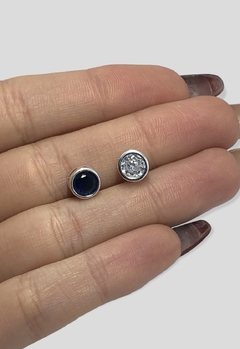 1 gr Susano Redondo Piedra Blanca/Azul (8 mm) Plata Italiana - comprar online