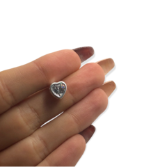 1.6 gr Dije Susano Corazon Piedra Blanca (8 mm) Plata Italiana - Stal Joyas