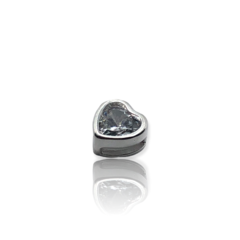 1.6 gr Dije Susano Corazon Piedra Blanca (8 mm) Plata Italiana