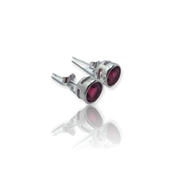 1.7 gr Aros Redondos (7 mm) Piedra Fucsia Plata Italiana