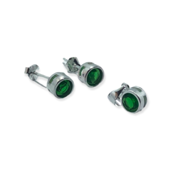 2.2 gr Conjunto Redondo Piedra Verde (7 mm) Plata Italiana
