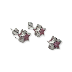 2 gr Conjunto Estrella Piedra Rosa (7 mm) Plata Italiana - comprar online
