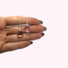 3.7 gr Aros Colgantes Flores con Piedras Rosas Plata Italiana en internet