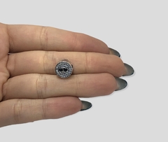 2.4 gr Dije Charm Circular Dos Corazones con Cubics Plata Italiana