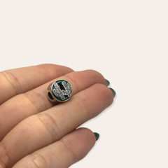 2.6 gr Dije Charm Circular Cactus con Cubics (Esmaltado Verde) Plata Italiana