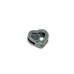 2.8 gr Dije Charm Corazon con Cubics (Para Pulsera Plana) Plata Italiana