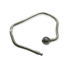 9.20 gr Pulsera Premium Para Charms - Broche Corazon Con Cubics Plata Italiana (16/17/18 cm) en internet