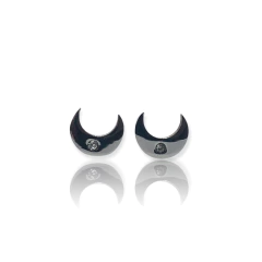 3053 Aros Pasantes Lunas con Cubic Blanco Acero Quirúrgico - comprar online
