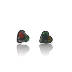 3063 Aros Pasantes Corazon Murano Verde Acero Quirúrgico