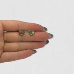 3063 Aros Pasantes Corazon Murano Verde Acero Quirúrgico en internet