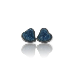 3063-C Aros Pasantes Corazon Murano Celeste Acero Quirúrgico
